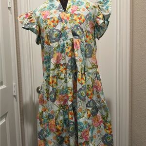 Uncle Frank Floral Ruffle Sleeve Dress